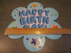 Happy Birthday sign Handcrafted USA thin canvas on cardbrd cut-outs glitter star