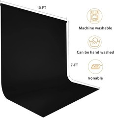 10 x 7 FT Black Backdrop Background for Photography, High Density Polyester