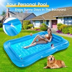 Inflatable Tanning Pool for 2 Person, 81»x 60» Tanning Pool Lounger Float w…