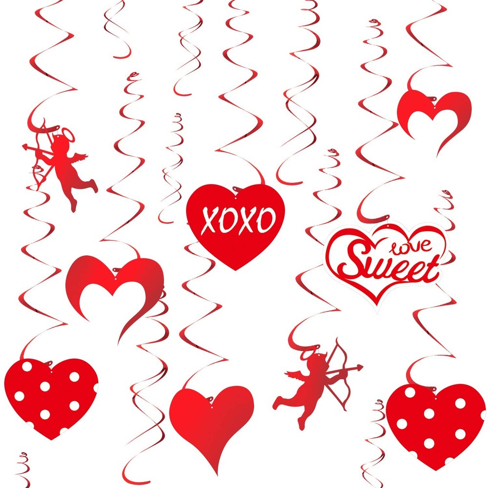 30 PCS Valentine Hanging Swirl Decoration Kit Foil Ceiling Decor Wedding Party