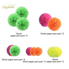 Party Decorations – 12 PCS Fluorescent Neon Tissue Pom Poms for , Wedding, Ba…