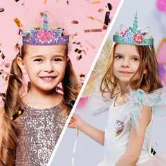 Chiazllta 12 Pieces Unicorn Birthday Party Hats Unicorn Paper Party Crown Headba