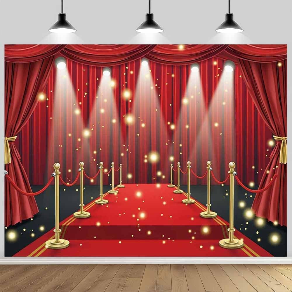 Red Carpet Stage Backdrop VIP Party Movie Night Photography Banner Decorations