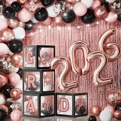 2026 Graduation Party Decorations Set – 86 PCS LED Lights, Balloons, Backdrop, F