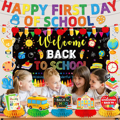 Back to School Decorations Set, NO-DIY Glitter Happy First Day of School Banner,