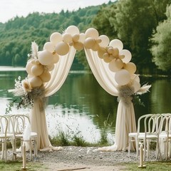 Wedding Arch Draping Fabric 2 Panels 28.7″ x 20FT Champagne Drapes Sheer Fabric