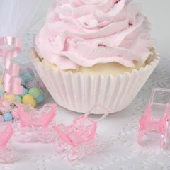 288 Clear Pink Plastic Baby Buggies – Baby Shower Favors, Cake Decorations