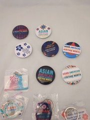 Asian American & Pacific islander Pins, Buttons,Keychain, Braclets