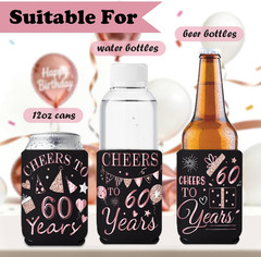 60th Birthday Decorations for Women, 24 Pcs 1966 Can Cooler Sleeve | Vintage Ros