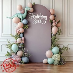 Hatching Soon Sign for Backdrop,Wooden Dinosaur Baby Shower Decorations,Dinos…