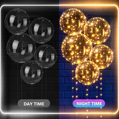 10 Pack LED Light Up BoBo Balloons Warm String Lights Transparent Party Balloon