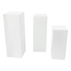 Flower Display Stands White 3 Piece Square Metal Pedestals for Wedding Decor