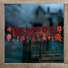 BLOODY BEWARE Window Door Gels Halloween Themed Party Decor Blood Splats Zombie