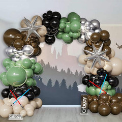 Galaxy Wars Party Decorations 149Pcs Sage Green Brown Balloon Garland Arch Kit S