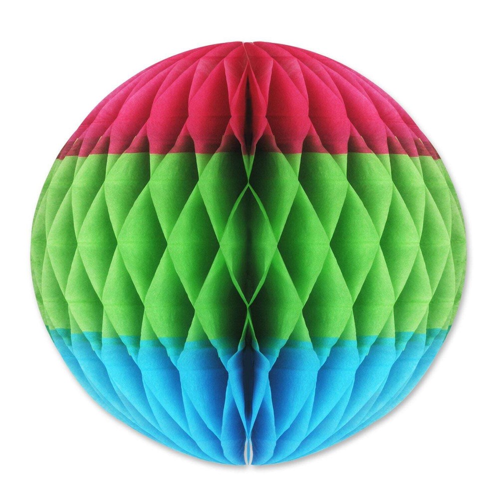 Beistle Cerise, Light Green, and Turquoise Art-Tissue Ball – Luau | Party
