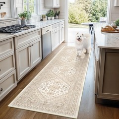 Restydon Runner Rug 2×6, Ultra-Thin Entryway 2′ x 6′ (Runner), Cream/Beige