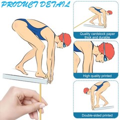 16 PCS Swimming Theme Birthday Party Centerpiece Sticks Table Toppers Decor