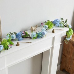 1Pcs Artificial Hydrangea Flower Garland, Faux Butterfly Floral Vine with