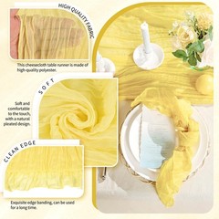 18 Pack Cheesecloth Table Runner 10FT Light Yellow Table Runner Boho Gauze Ch…