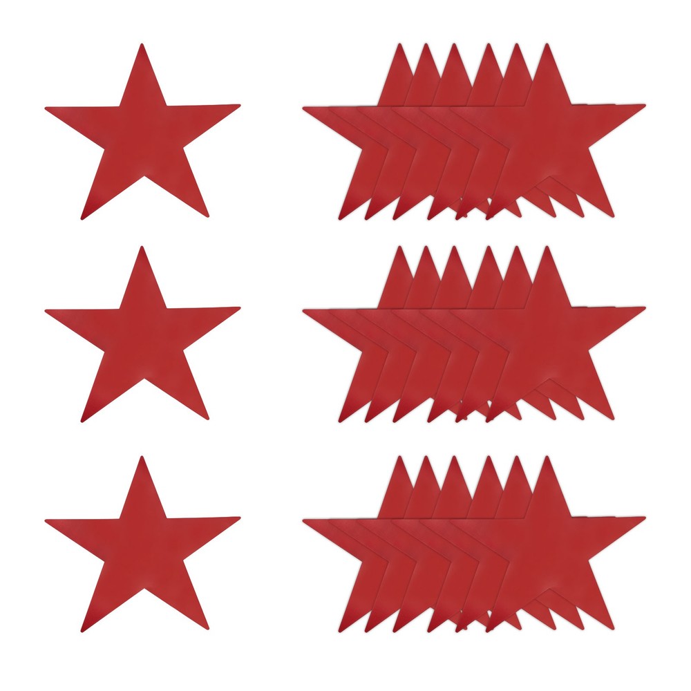 24 Pcs Red Stars Cutouts, 6 Inch Double Printed Paper Stars Cutout