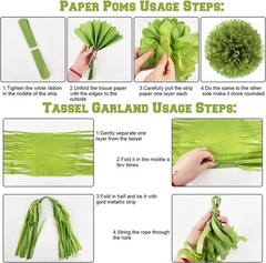 Sage Green Gold Party Decorations, 45Pcs Kit Balloons Paper Pompoms Tassel Ga…