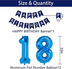 18th Blue Birthday Party Decorations for Boys Girls, Happy 18 Birthday Balloo…