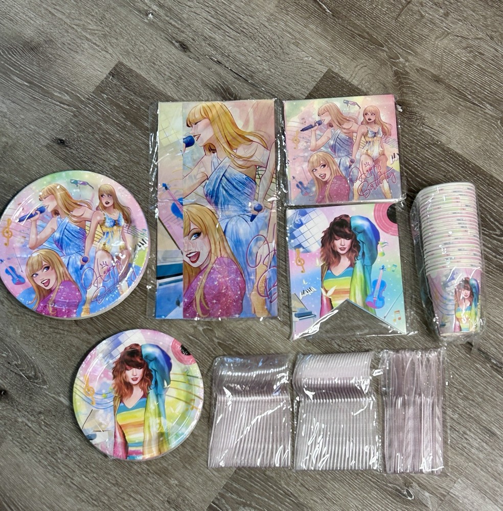 Taylor Swift Happy Birthday Party Decorations Lot Banner Plates Cups Napkins New