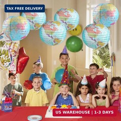10 Pieces World Map Paper Lanterns 10 Inch Paper Globes Lanterns Map Classroom L