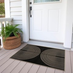 Easy Jute Rainbow Entryway Rug, 2×3 Black Washable Non-Slip Indoor Outdoor Do…