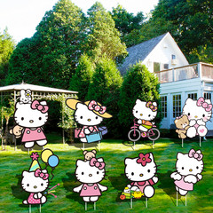 Hello Kitty Themed Yard Signs Party Birthday Outdoor Decorations Stakes Supplies