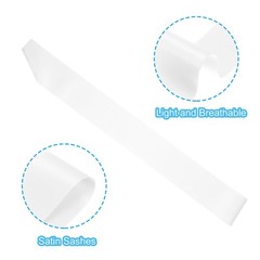 1Pcs 63″x4″ Blank Satin Sash DIY Plain Sash Prom Queen Sashes White