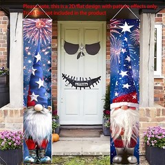 2D flat Patriotic Gnome Porch Banners Set of 2, Hanging Decorations for Front…