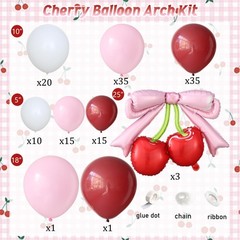 Cherry Themed Party Decorations,Burgundy Pink White Balloons Arch Kit with Pi…