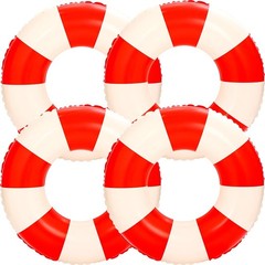 4Pcs Large Inflatable Pool Float for Adults 36 Inch Classic Striped Swim Rings