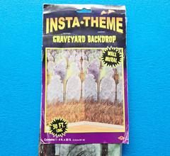 Vintage Halloween Insta-Theme Graveyard Backdrop 4x30ft Wall Mural Party Decor
