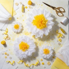24 PCS Daisy Tissue Paper Pom Pom Colorful Hanging Flower Party Decor Set