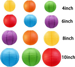 Colourful Paper Lanterns,12Pcs Rainbow Hanging round Paper Lamps for Classroom,B