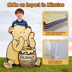 Classic Winnie Bear Baby Shower Birthday Decorations Cutout Large, Neutral Pooh