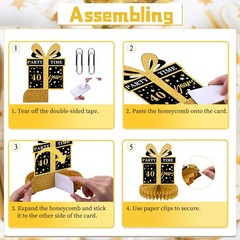 70th Birthday Decorations – 9PCS Vintage Black Gold Table Centerpieces