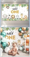 Safari Jungle Animal Backdrop Banner Wild One 1st Birthday Party Decor