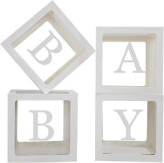 Reusable Transparent Baby Shower Block Boxes – Perfect for Gender Reveals – 4PCS