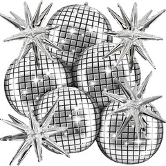 Disco Ball Balloons for 70S Disco Party Decor, 22 Inch Large 4D Metallic Silver