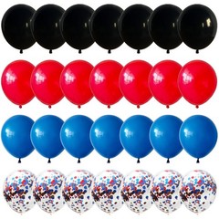 Red Blue Black Balloons, 12 Inch Royal Blue Red Confetti Latex Balloon with B…