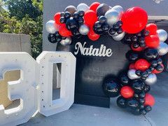153-Piece Red, Black & Silver Balloon Garland Arch Kit for Celebrations