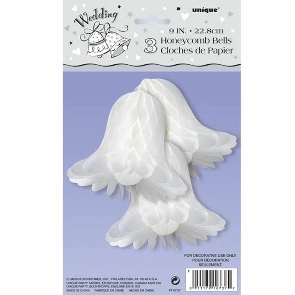 Wedding Engagement Bridal Shower 3 Honeycomb Bells 9″ Party