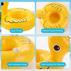 Pool Drink Floaties 12 Pack Inflatable Drink Holder with Air Pump, Floating C…