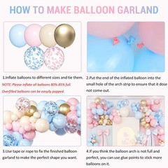 Gender Reveal Balloon Arch Kit, 147pcs Blush Pink and Blue Balloons Sand Whit…