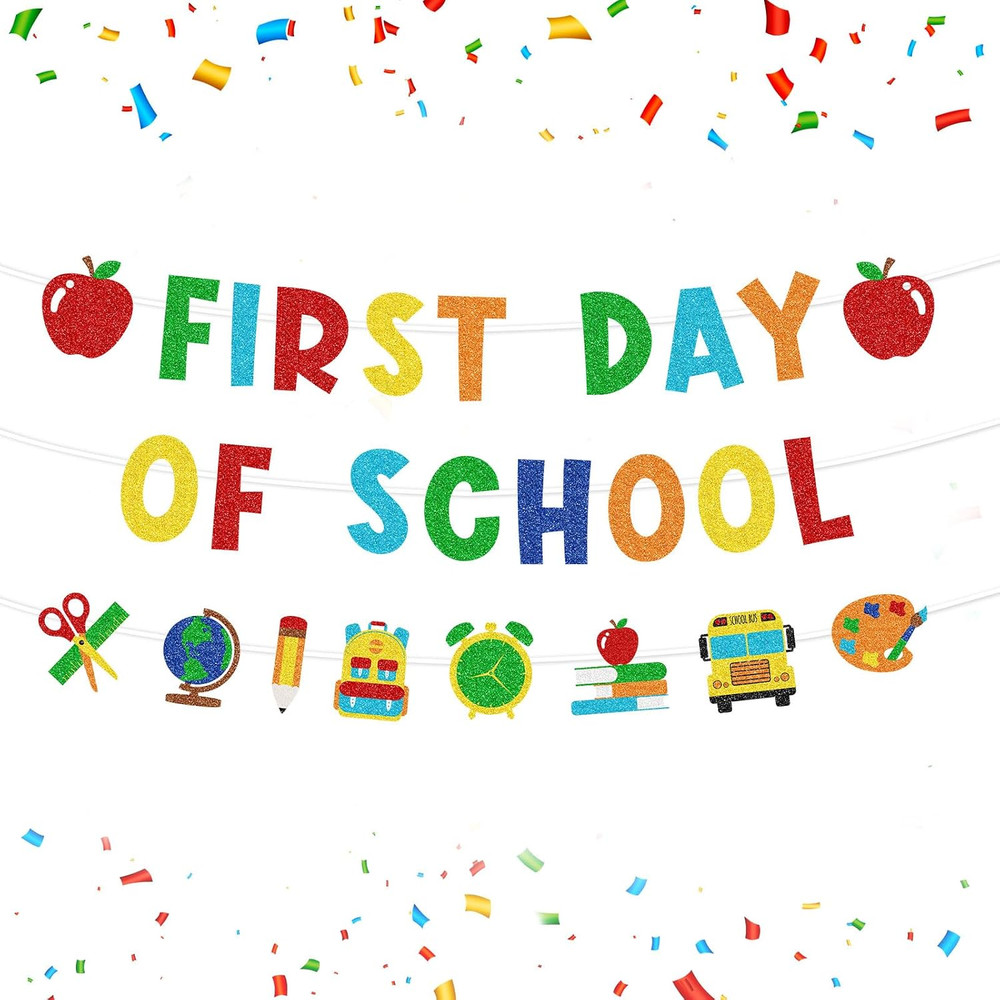 First Day of School Banner – Back to School Decorations for Classroom, Welcome B
