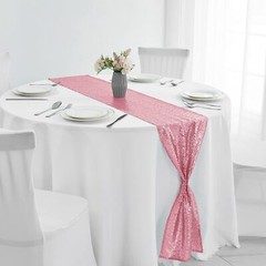 6 Packs 12 x 108 inches Light Pink Sequin Table Runner, Glitter Pink Table Ru…