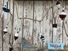 9′ Wood Fishing Bobber Floats On String – Buoy Fish Net Garland – Nautical Decor